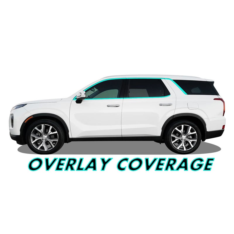 SlickMod Chrome حذف تراكب الفينيل المعتم لسيارة Hyundai Palisade 2020-2023 (1. حافة النافذة باللون الأسود اللامع) - Image 2